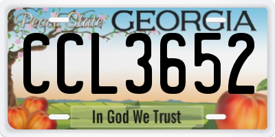 GA license plate CCL3652