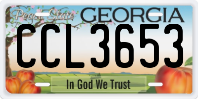 GA license plate CCL3653