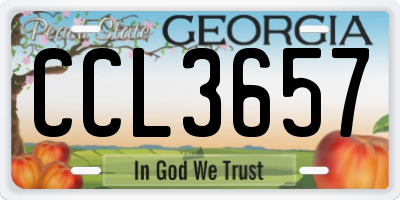 GA license plate CCL3657