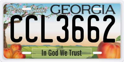 GA license plate CCL3662