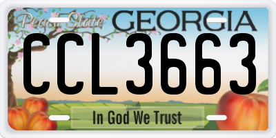 GA license plate CCL3663