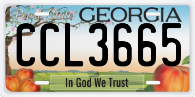 GA license plate CCL3665