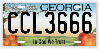 GA license plate CCL3666