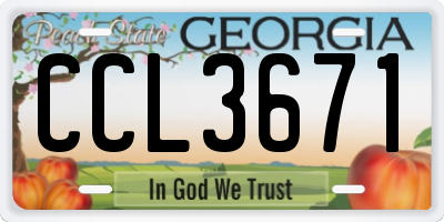 GA license plate CCL3671