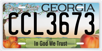 GA license plate CCL3673