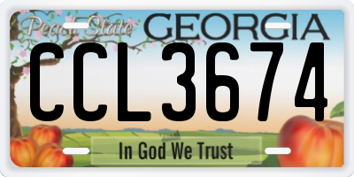 GA license plate CCL3674