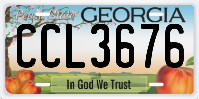 GA license plate CCL3676