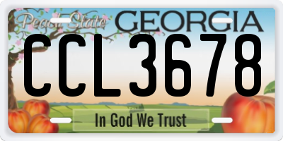 GA license plate CCL3678