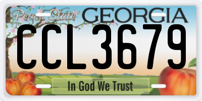 GA license plate CCL3679