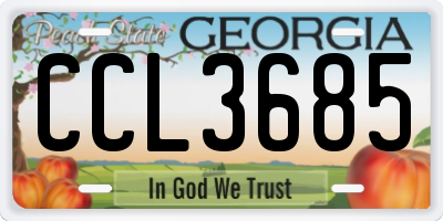 GA license plate CCL3685