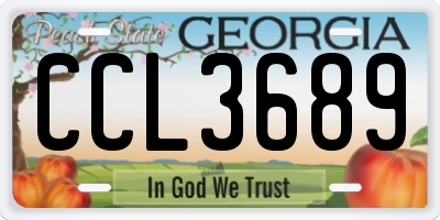 GA license plate CCL3689