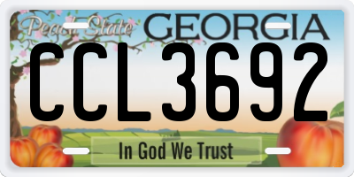 GA license plate CCL3692
