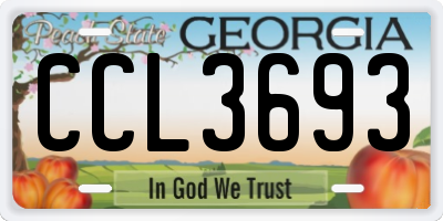 GA license plate CCL3693
