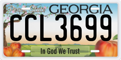 GA license plate CCL3699