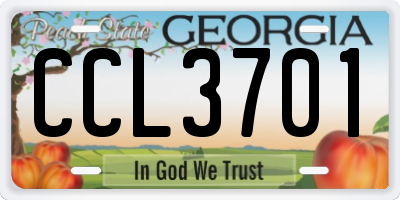 GA license plate CCL3701
