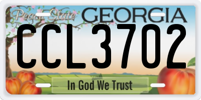 GA license plate CCL3702