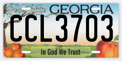 GA license plate CCL3703