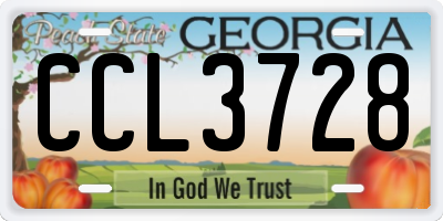 GA license plate CCL3728