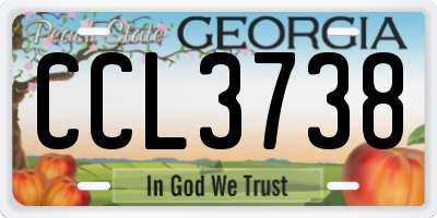 GA license plate CCL3738
