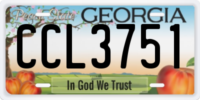 GA license plate CCL3751