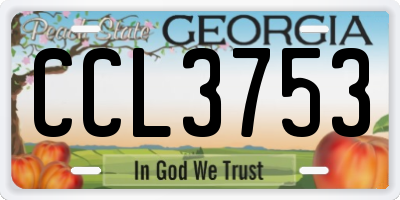 GA license plate CCL3753