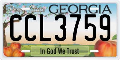 GA license plate CCL3759
