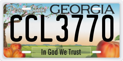 GA license plate CCL3770