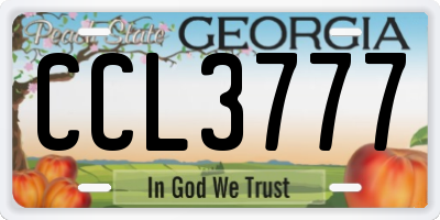 GA license plate CCL3777