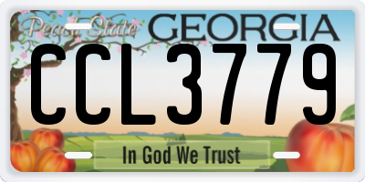 GA license plate CCL3779