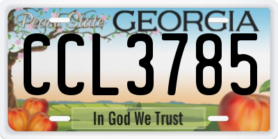 GA license plate CCL3785