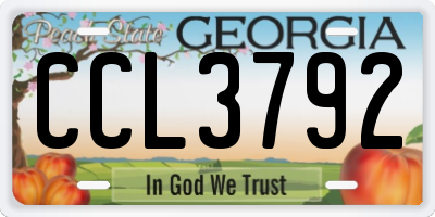 GA license plate CCL3792