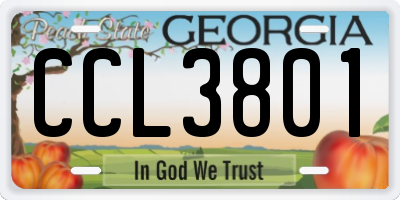 GA license plate CCL3801