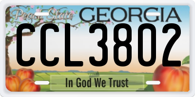 GA license plate CCL3802