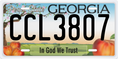 GA license plate CCL3807