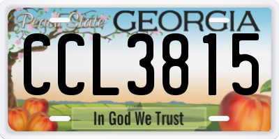 GA license plate CCL3815