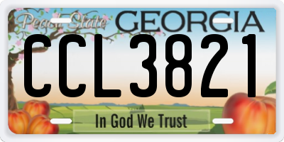 GA license plate CCL3821