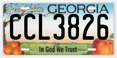 GA license plate CCL3826