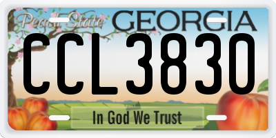 GA license plate CCL3830