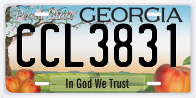 GA license plate CCL3831