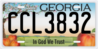 GA license plate CCL3832