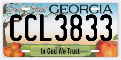 GA license plate CCL3833