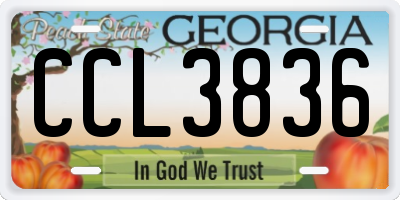 GA license plate CCL3836