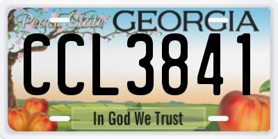 GA license plate CCL3841