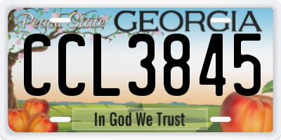 GA license plate CCL3845