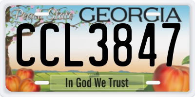 GA license plate CCL3847