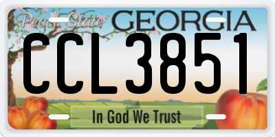 GA license plate CCL3851