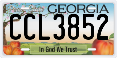 GA license plate CCL3852