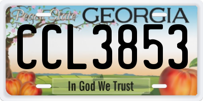 GA license plate CCL3853