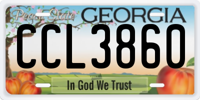 GA license plate CCL3860