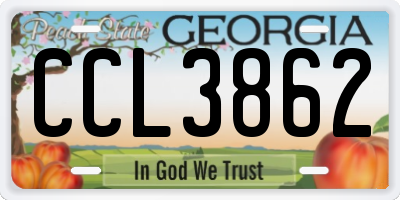 GA license plate CCL3862